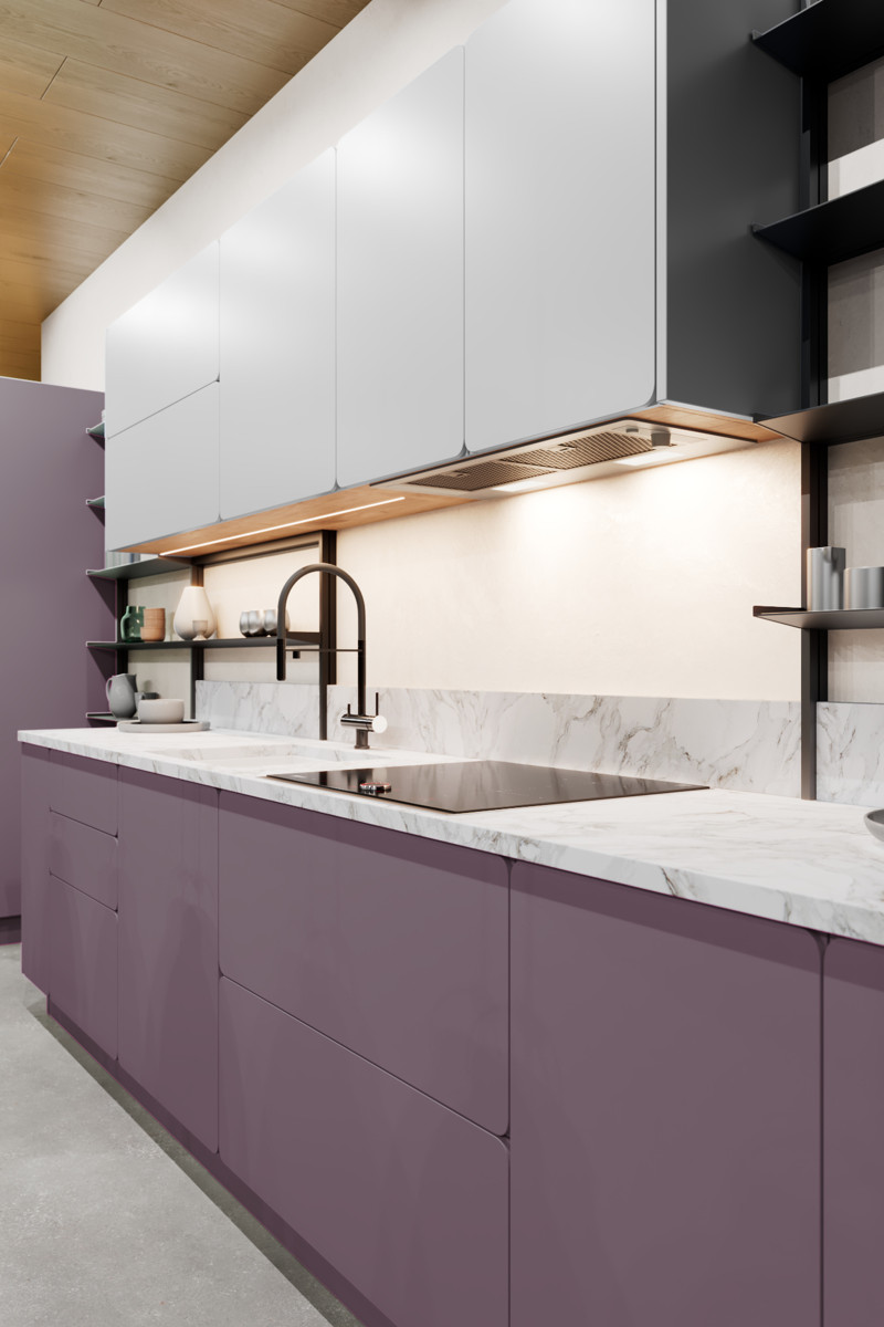 Кухня Клоуд фиолетовый цвет