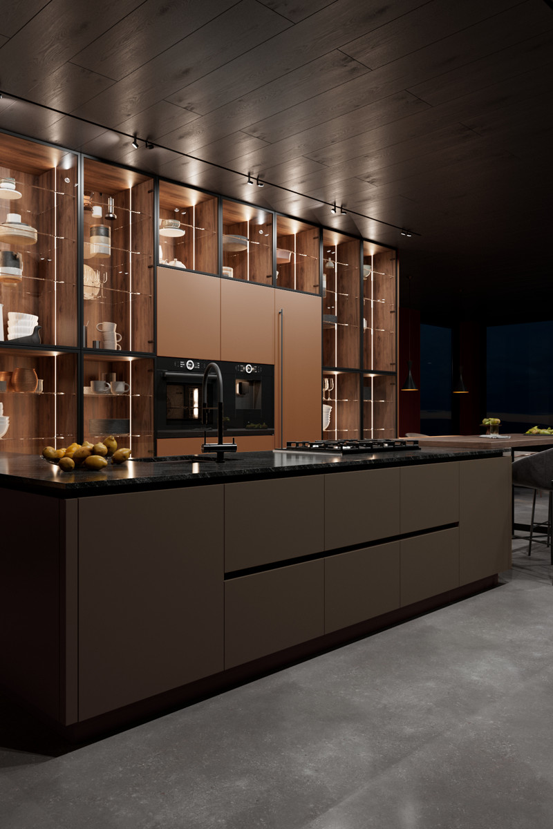 Кухня Нео коричневый цвет