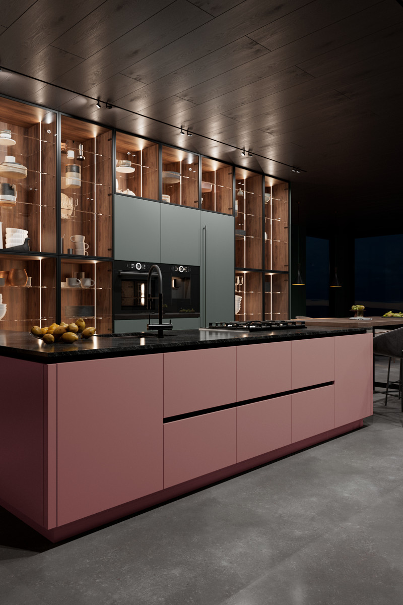 Кухня Нео розовый цвет