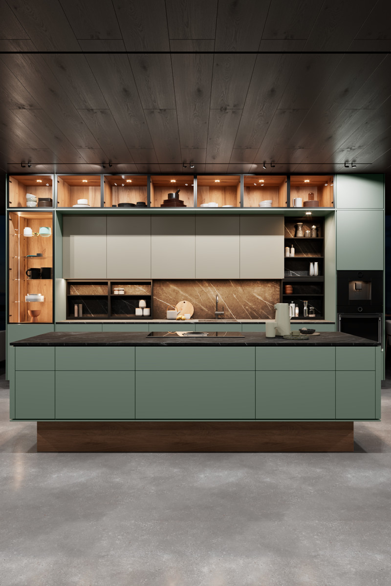 Кухня Спацио зеленый цвет