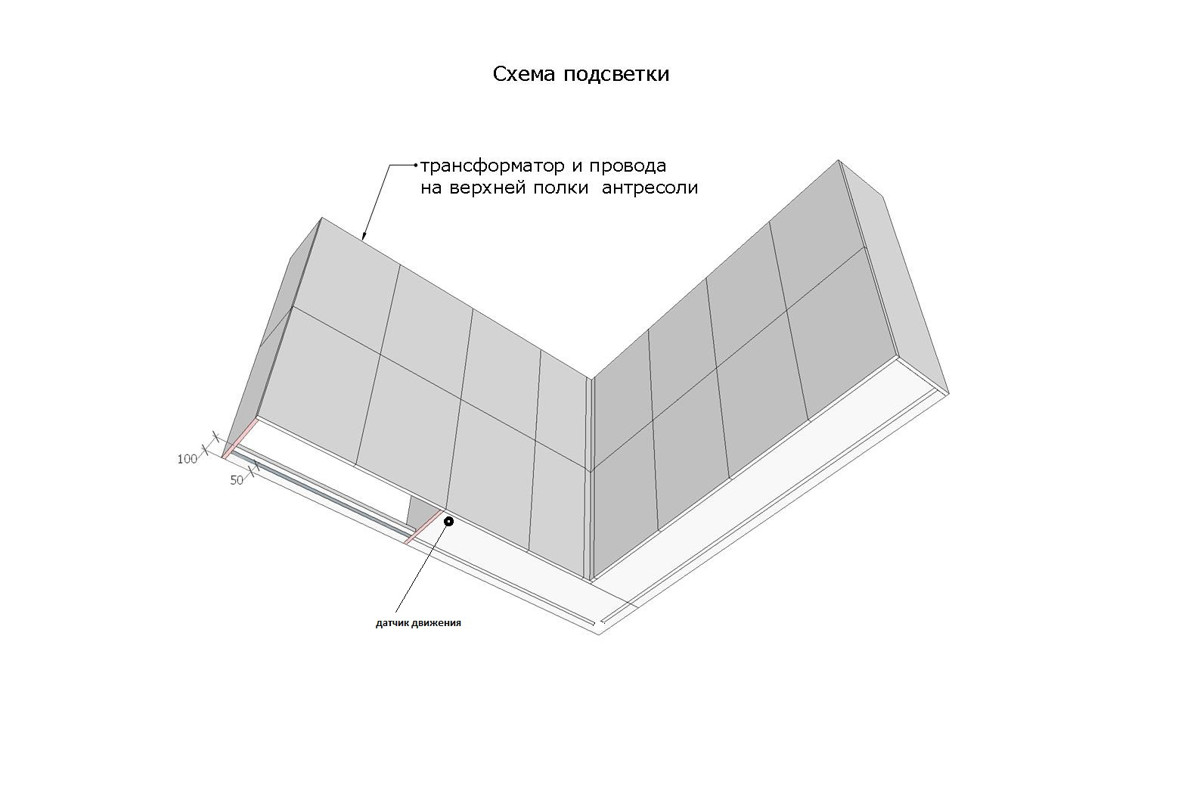 Эскиз верхних шкафов кухни