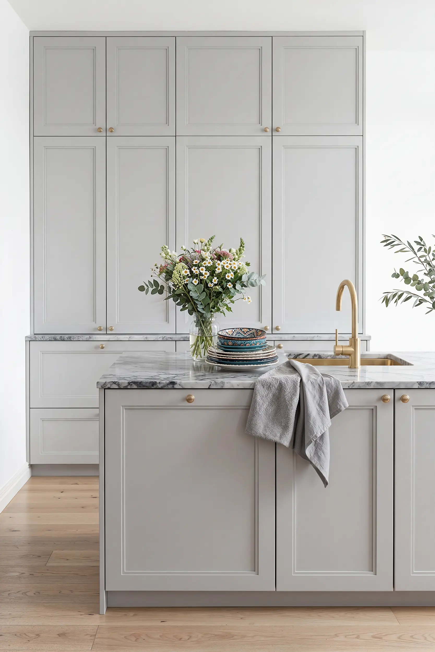 Кухня c островом ОСТИН серая