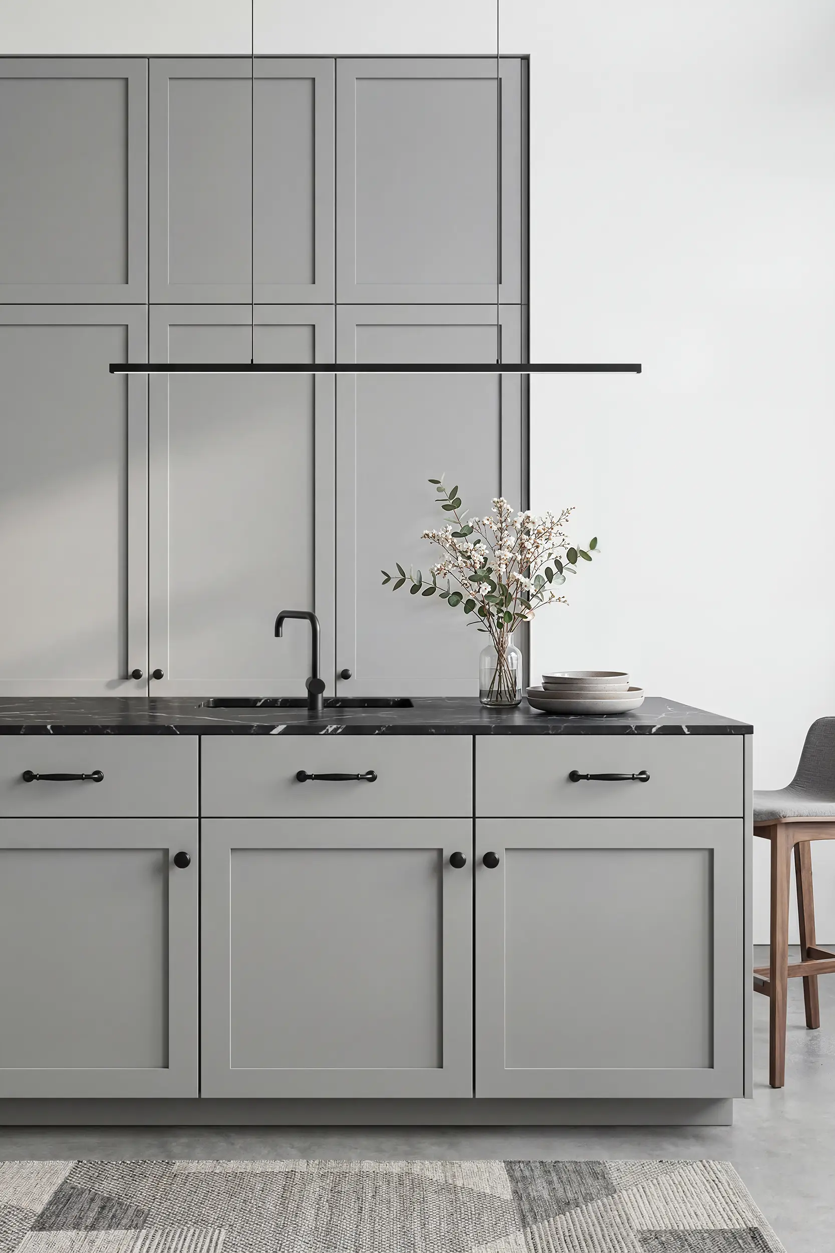 Кухня ШЕЙКЕР серая