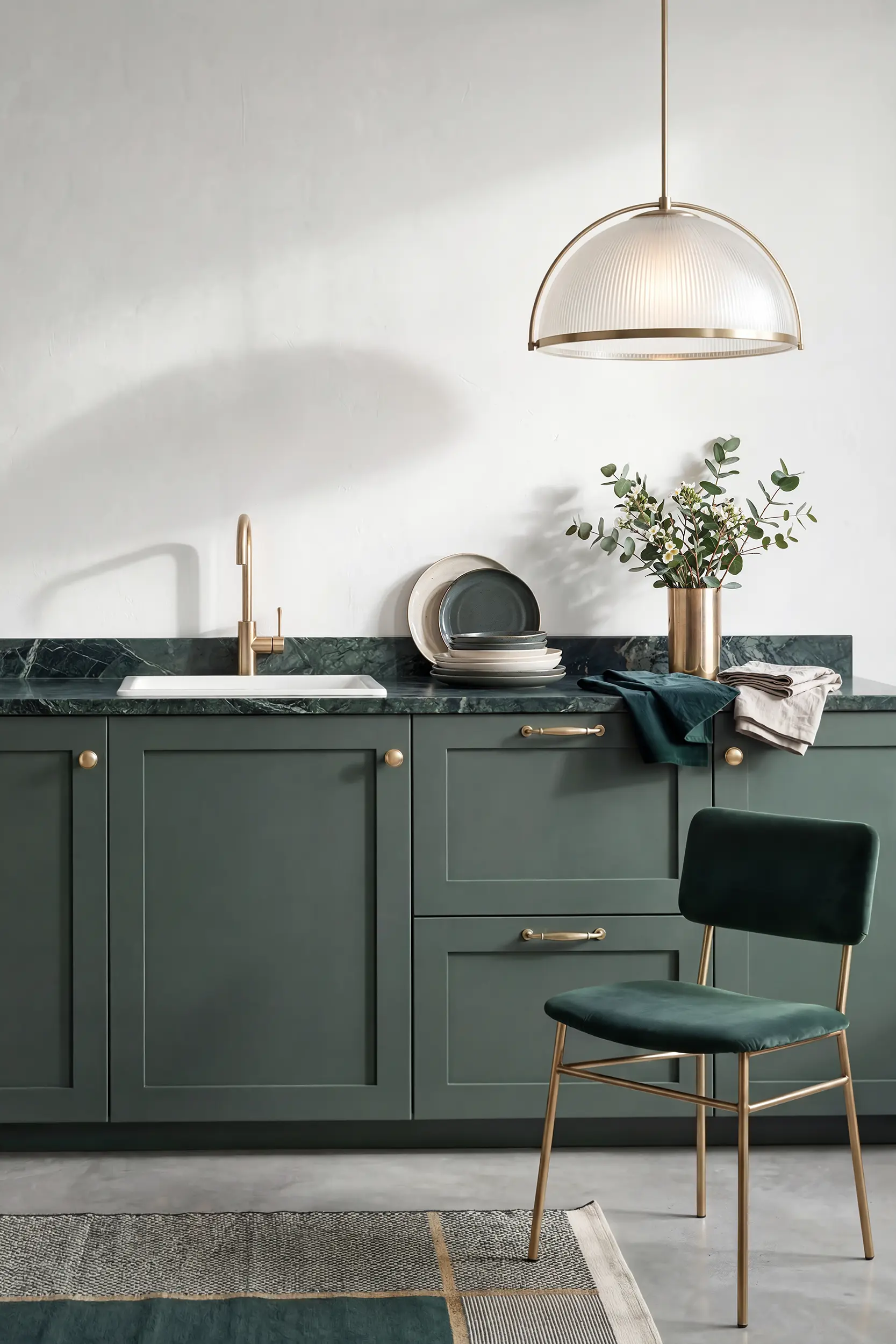 Кухня ШЕЙКЕР зеленая