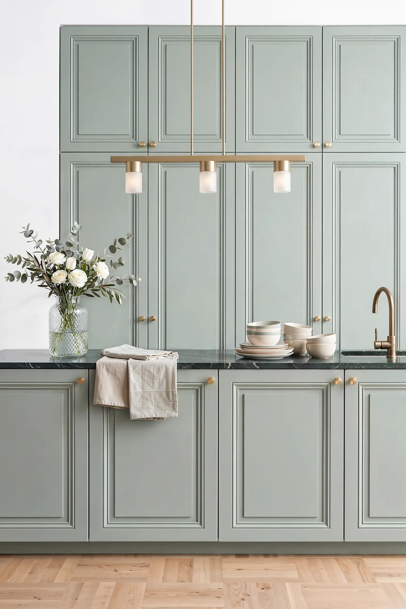 Кухня с островом МЕГАН зеленая Кухня с островом МЕГАН зеленая