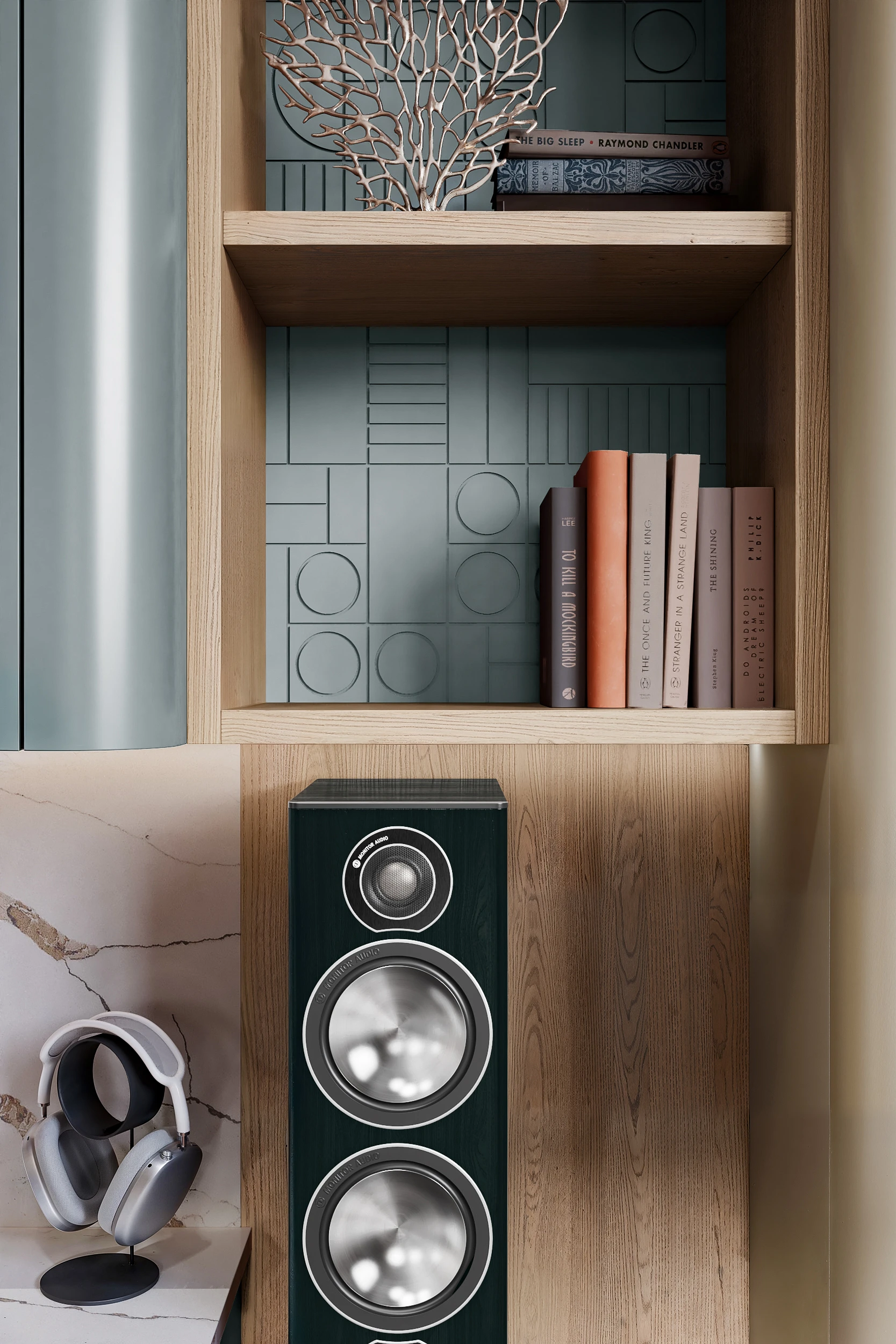 Геометрический узор задних стенок открытых полок навесного стеллажа МАЛЕВИЧ СТАДИОН John Green Дизайн задних стенок у открытых полок МАЛЕВИЧ СТАДИОН John Green