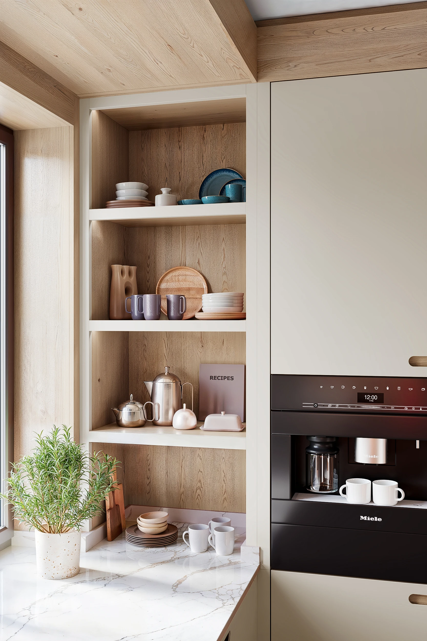 Кухонный шкаф с открытыми полками на столешнице у окна МАЛЕВИЧ СТАДИОН John Green Открытые полки на столешнице кухни МАЛЕВИЧ СТАДИОН John Green