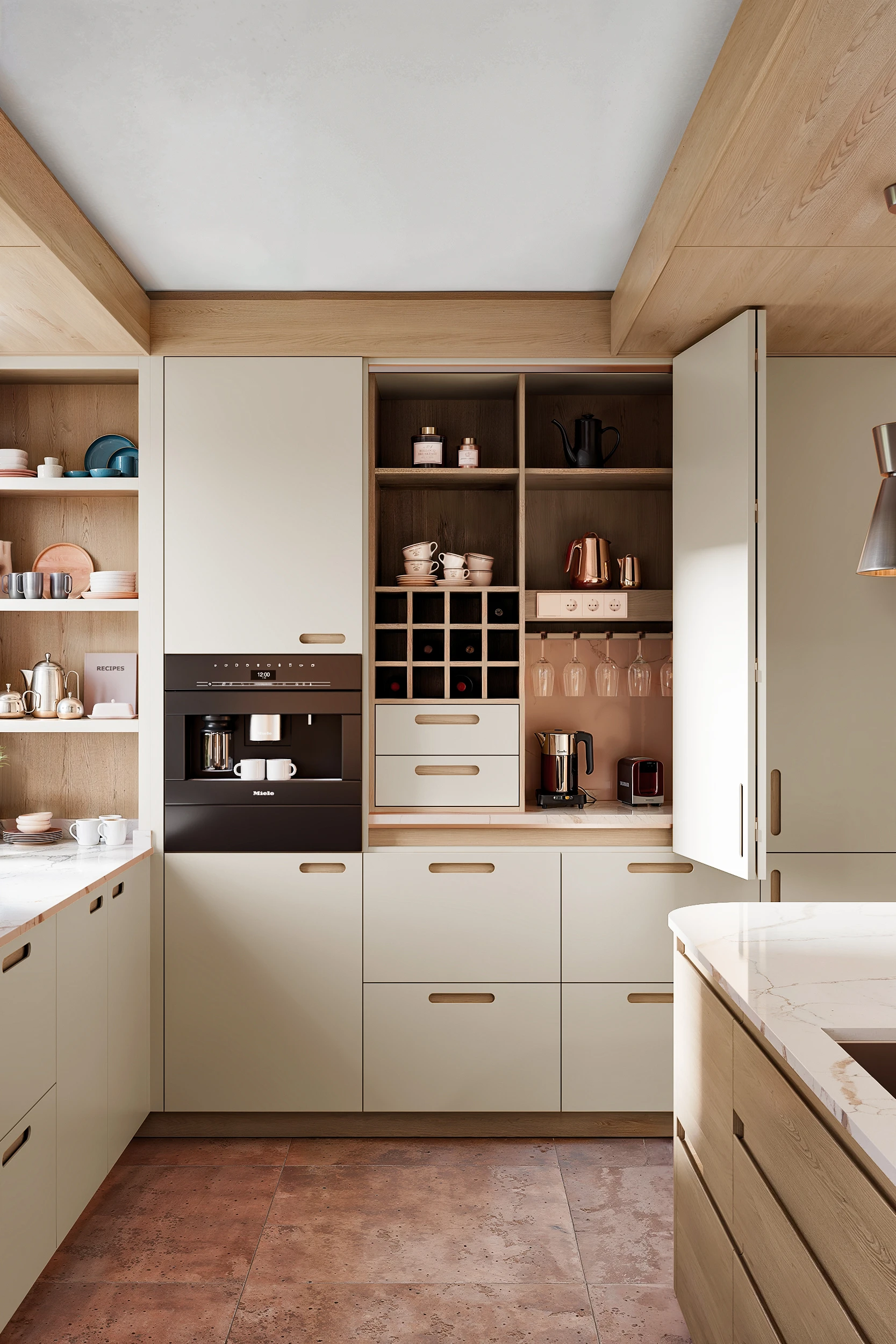 Складные дверцы на высоком кухонном шкафе-баре МАЛЕВИЧ СТАДИОН John Green Раздвижные дверцы на кухне МАЛЕВИЧ СТАДИОН John Green