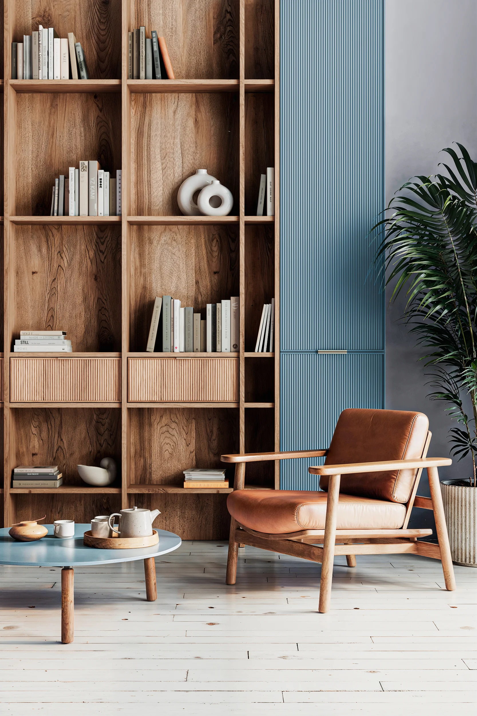 Стеллаж в гостиной фасады МИНИМАЛ ВОЛНА 2